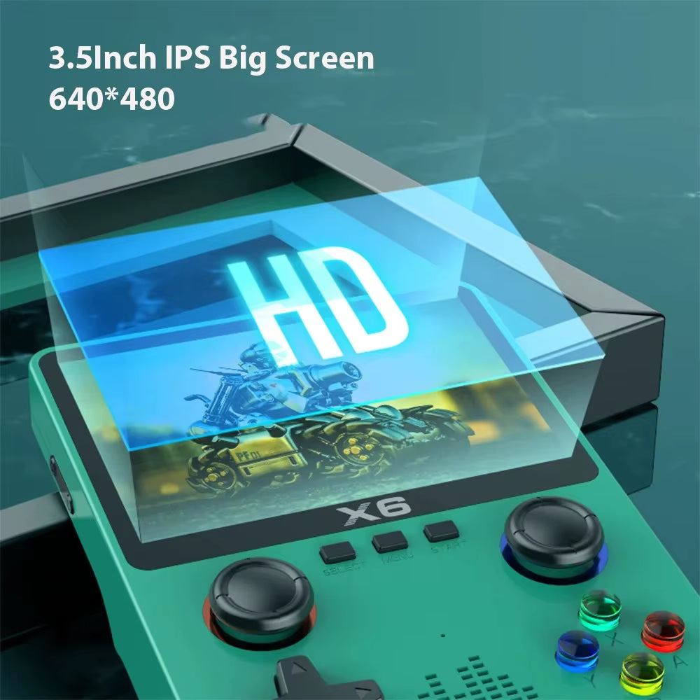 2023 New X6 3.5Inch IPS Screen Handheld Game Player Dual Joystick 11 Simulators GBA Video Game Console for Kids Gifts