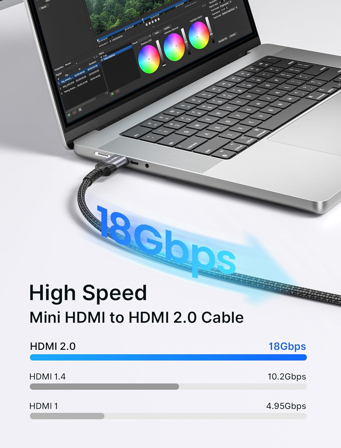 Mini HDMI to HDMI Cable 6FT,  [Aluminum Shell, Braided] High Speed 4K 60Hz HDMI 2.0 Cord, Compatible with Camera, Camcorder, Tablet and Graphics/Video Card, Laptop, Raspberry Pi Zero W -Grey